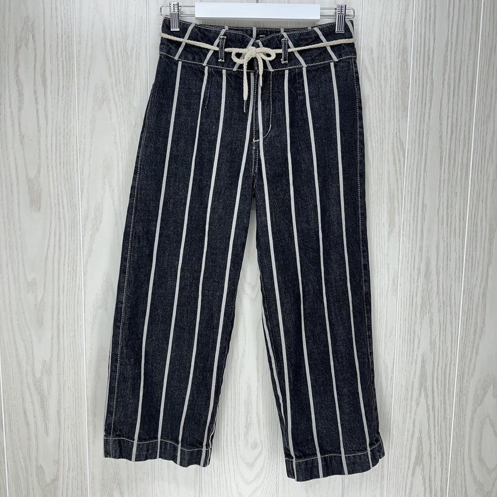 BDG Urban Outfitters Cropped Capri Denim Pants Womens Size 25 Black White Stripe